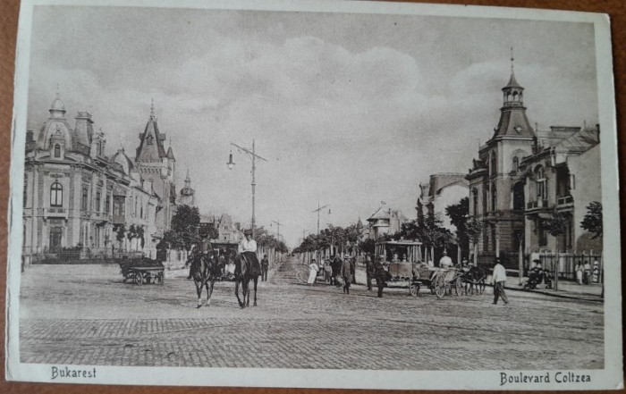 Carte postala, Bucuresti Bulevardul Coltea, perioada interbelica