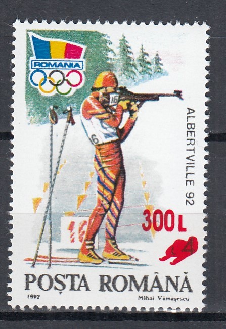 ROMANIA 2001 LP 1566 ALBERTVILLE 92 SUPRATIPAR SANIUTA MNH