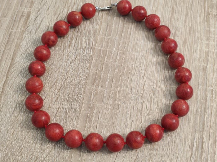 LICHIDARE ! Colier coral natural si &icirc;ncuietoare argint
