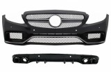 Bara Fata cu Grile si Difuzor Spate cu Ornamente Cromate Mercedes C-Class C205 A205 Coupe Cabiolet (2014-2019) C63 Design Performance AutoTuning