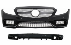 Bara Fata cu Grile si Difuzor Spate cu Ornamente Cromate Mercedes C-Class C205 A205 Coupe Cabiolet (2014-2019) C63 Design Performance AutoTuning