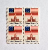 4 timbre SUA Statele Unite bloc de 4 val. MNH 1976 Steag Independence Hall, Istorie, Nestampilat