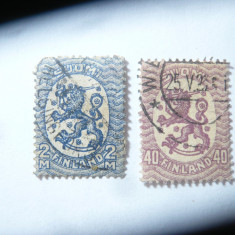 2 Timbre Finlanda 1917 , val.40f. si 2M stampilate