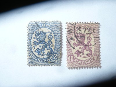 2 Timbre Finlanda 1917 , val.40f. si 2M stampilate foto