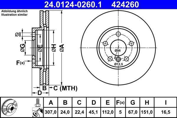 ATE 24.0124-0260.1 Disc frana