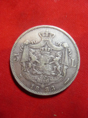 Moneda 5 lei 1883 Carol I ,argint , cal. f.buna foto