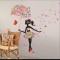 Sticker decorativ Umbrela din flori cu Fluturasi, 13STK