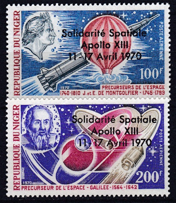 DB1 Cosmos Galileo Galilei Montgolfier Supratipar Intoarcere Appolo 13 2 v. MNH