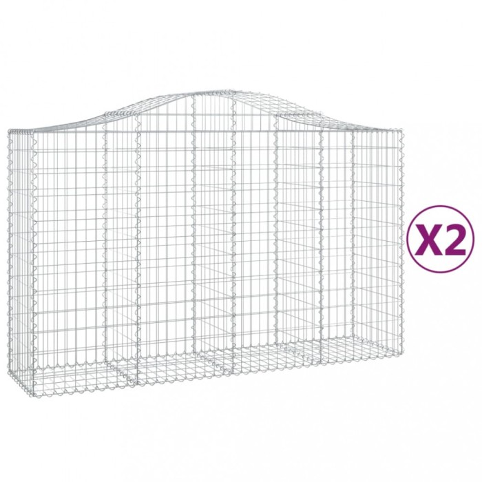 Cosuri gabion arcuite 2 buc, 200x50x120/140 cm, fier galvanizat