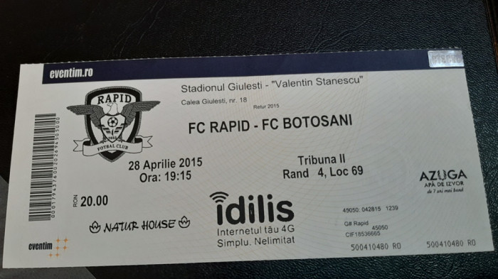 Bilet Rapid - FC Botosani