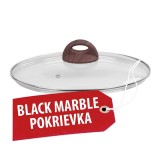 Capac din sticla MagicHome Black Marble Line, 28 cm, maner aspect lemn