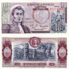 COLUMBIA 10 pesos oro 1980 UNC!!!