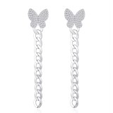 Cumpara ieftin Cercei Lungi din Argint 925 cu Fluturi si Lant Zale, 7 cm, 9g