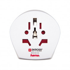 Adaptor priza universal Hama, 3 pini, alb foto