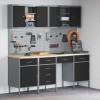 VidaXL Set banc de lucru, 10 piese, negru, oțel
