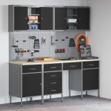 vidaXL Set banc de lucru, 10 piese, negru, oțel