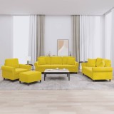 vidaXL Set de canapele cu perne, 4 piese, galben, catifea