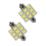 Set 2 becuri auto Vecta cu 9 leduri SMD 12V T11x36mm C5W alb sofit Festoon 5050SMD