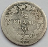 Belgia, 1/2 Franc 1844 Leopold I ( 1831-1865 ) argint