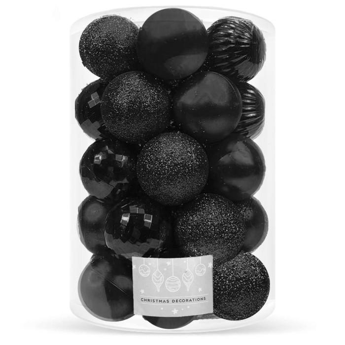 Set globuri de Craciun, 20 bucati, 5 modele, 6cm, negru Household NewTrend