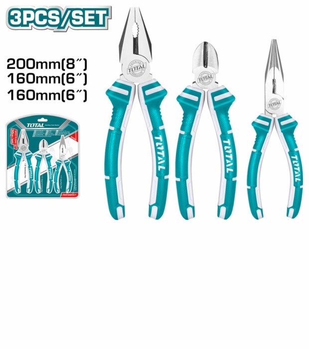 Set 3 clesti TOTAL super select 200mm/160mm patent, cleste taietor, cleste varf ascutit