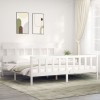 Gossi cadru pat cu tablie 200x200 cm, alb, lemn masiv