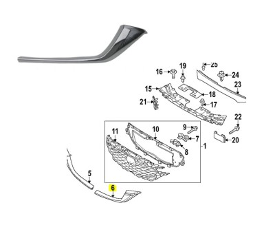 Ornament grila fata MAZDA CX-5, 02.2022-, partea stanga, crom, foto