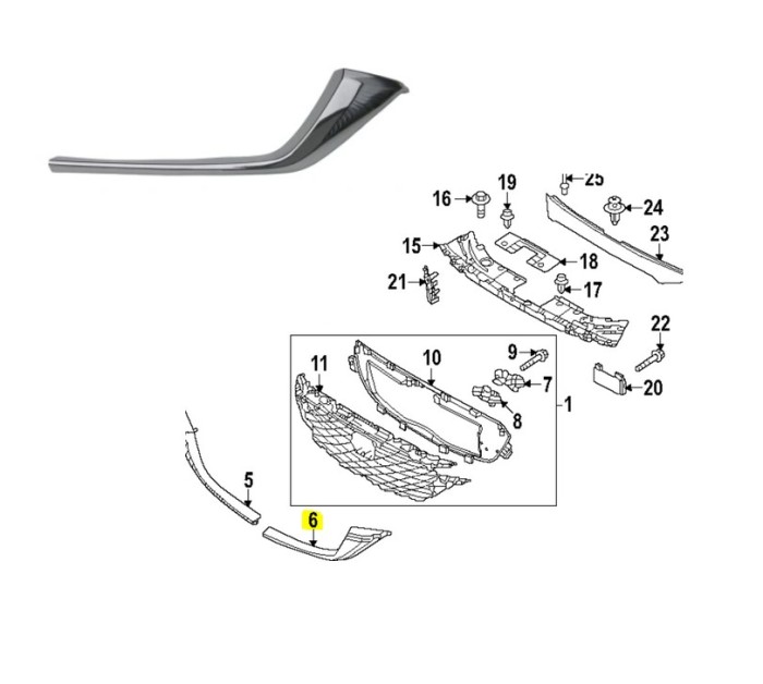 Ornament grila fata MAZDA CX-5, 02.2022-, partea stanga, crom,