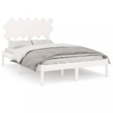 Cumpara ieftin Cadru de pat mic dublu, alb, 120x190 cm, lemn masiv