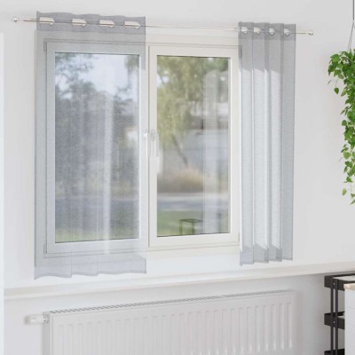 Perdele cu perdele 2 pcs Gri &amp;icirc;nchis 140 x 175 cm Poliester foto