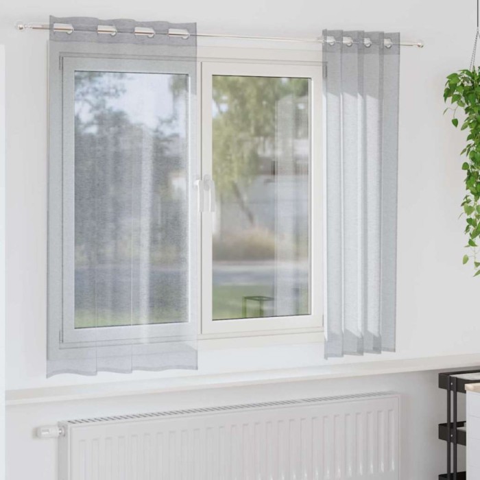 Perdele cu perdele 2 pcs Gri &icirc;nchis 140 x 175 cm Poliester