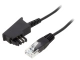 Cablu Goobay RJ45 la mufă F TAE 2m negru &ndash; cod 71813