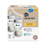 Set biberoane cu autosterilizare din PP pentru +2 luni Natural Start, 2 x 340ml, Tomme Tippee