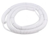 Cablu spiralat neecranat PUR alb 1,5m 6x0,22mm2 300V