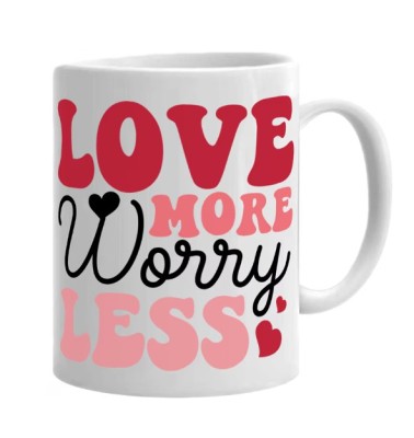 Cana alba personalizata Love more worry less, INOVATIX&amp;reg;. 330ml foto
