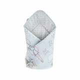 Paturica de infasat cu fata dubla Minky Wrap nou-nascut din bumbac 80x80 cm Rabbit Night