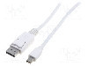 Cablu DisplayPort - DisplayPort, DisplayPort mufa, mini DisplayPort mufa, 1m, alb, ASSMANN - AK-340102-010-W