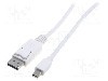 Cablu DisplayPort - DisplayPort, DisplayPort mufa, mini DisplayPort mufa, 2m, alb, ASSMANN - AK-340102-020-W