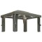 Pavilion cu perdea &amp; sir de lumini LED, gri taupe, 4x3 m