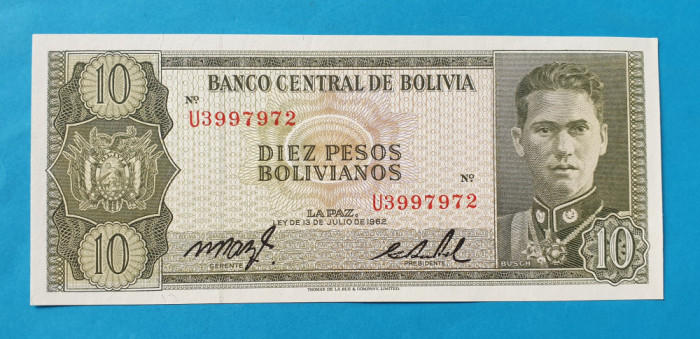 10 Pesos 1962 Bancnota veche Bolivia - UNC