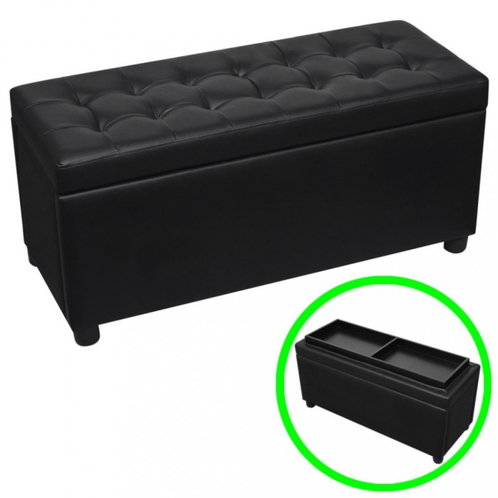 vidaXL Taburet de depozitare, piele artificială, negru