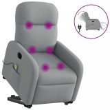 VidaXL Fotoliu electric masaj rabatabil cu ridicare, gri &icirc;nchis textil