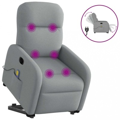 vidaXL Fotoliu electric masaj rabatabil cu ridicare, gri &amp;icirc;nchis textil 3303002 foto