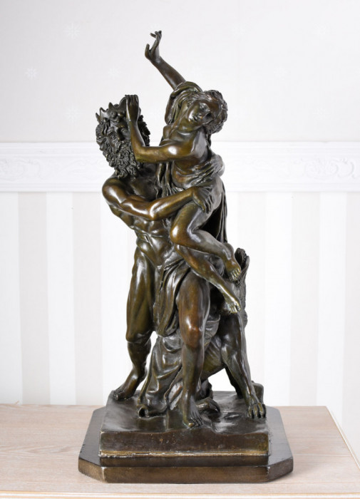 Cerberus cu Proserpina - statueta mare din bronz pe soclu din marmura PAB010