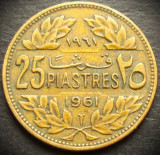 Cumpara ieftin Moneda exotica 25 PIASTRES - LIBAN, anul 1961 * cod 1613 = excelenta, Asia