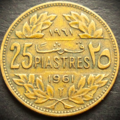 Moneda exotica 25 PIASTRES - LIBAN, anul 1961 * cod 1613 = excelenta