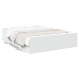Cumpara ieftin Cadru de pat cu sertare, alb, 160x200 cm, lemn prelucrat