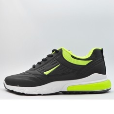 Sneakers Barbati MBrands cu talpa flexibila, material sintetic, negru cu verde - 42 foto