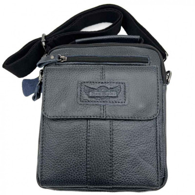 Borseta Barbati Neagra - Navy, Ruff Ryder| Piele Naturala, 23 cm x 20 x 7.5 cm foto