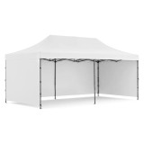 Cort pavilion de gradina 3x6 m, pliere rapida, 3 pereti, impermeabil, alb